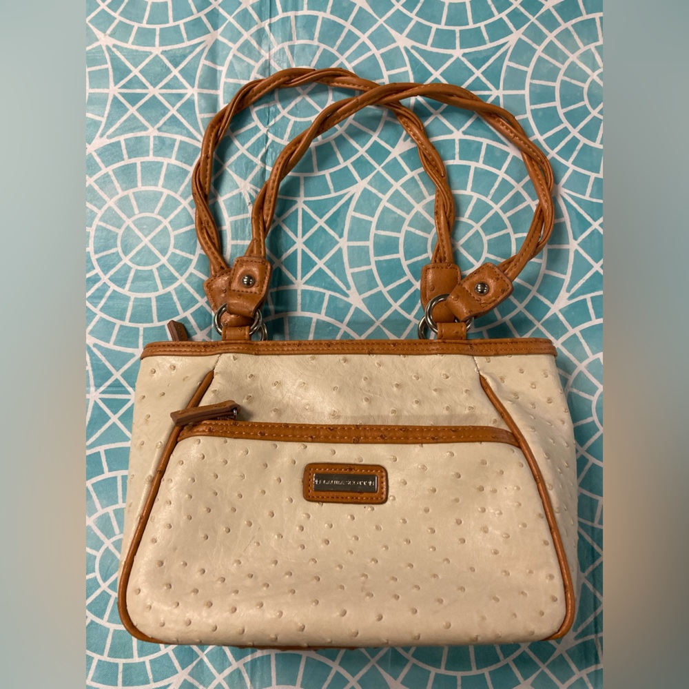 💛TODAY***$23***Laura Scott faux ostrich purse with brown leather